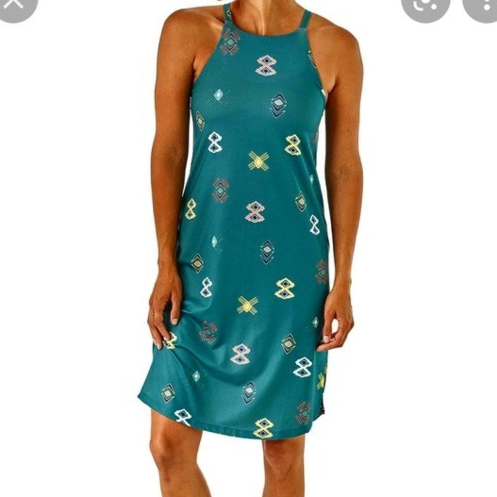 Patagonia Teal Geo-Print Sleeveless Dress